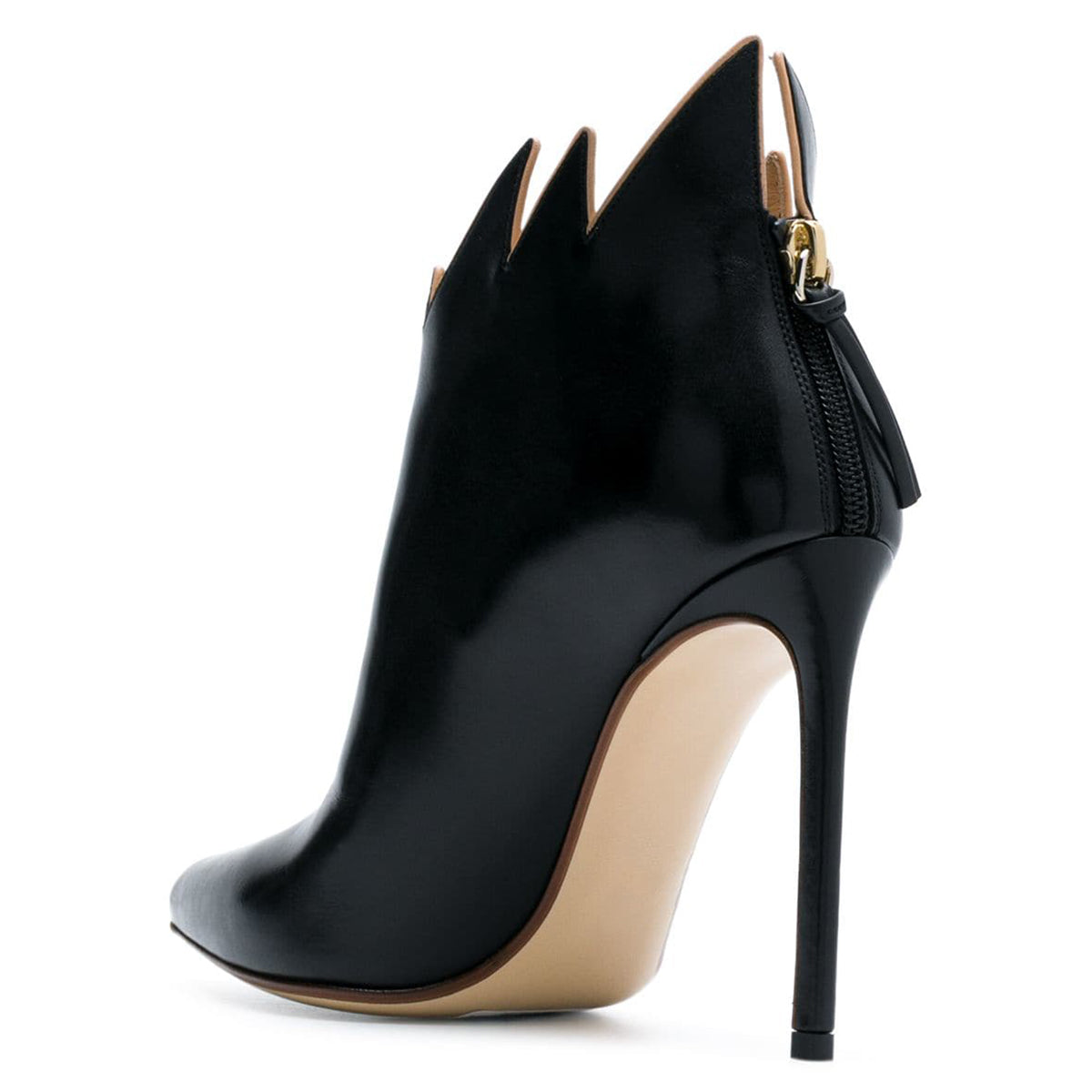 Black Flame Ankle Boots Pointy Toe Stiletto Heel Fashion Booties