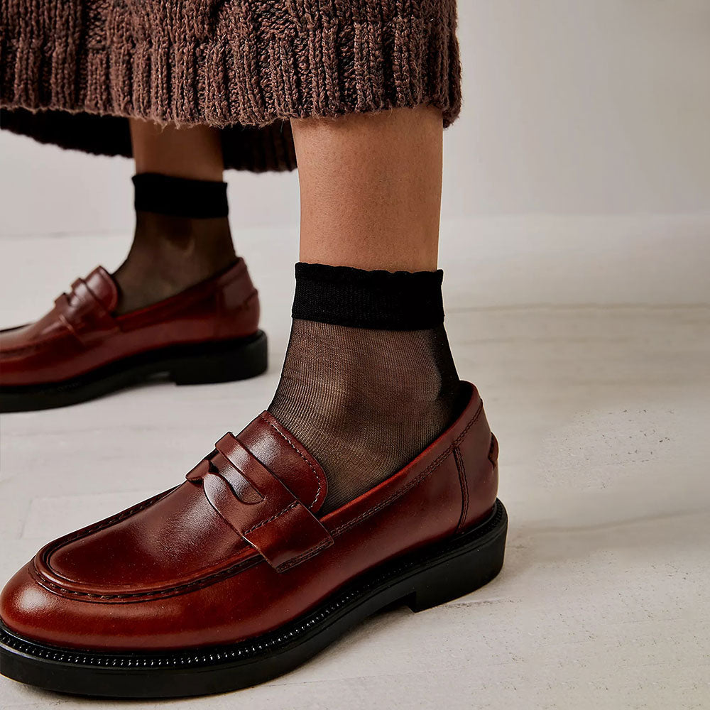 Brown Faux Leather Round Toe Flat Slip-On Womens Loafers