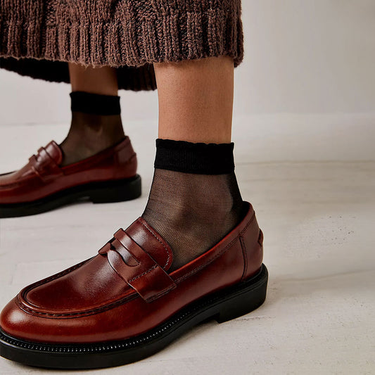 Brown Faux Leather Round Toe Flat Slip-On Womens Loafers