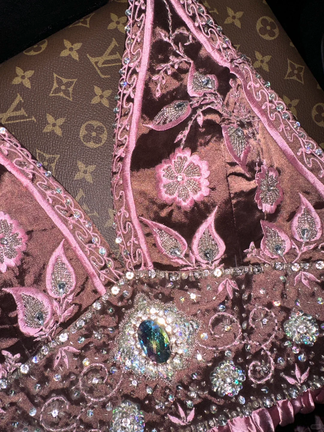 Glamorous Rose Pink Satin Pleated Halter Neck Beaded Embroidered Bodice Evening Gown TP5359