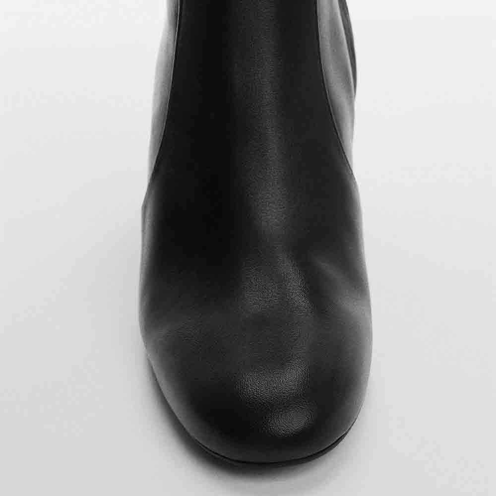 Black Round Toe Shoes Women's Classic Block Heel Knee High Boots