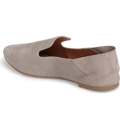 Grey Vegan Suede Flats Loafers for Women
