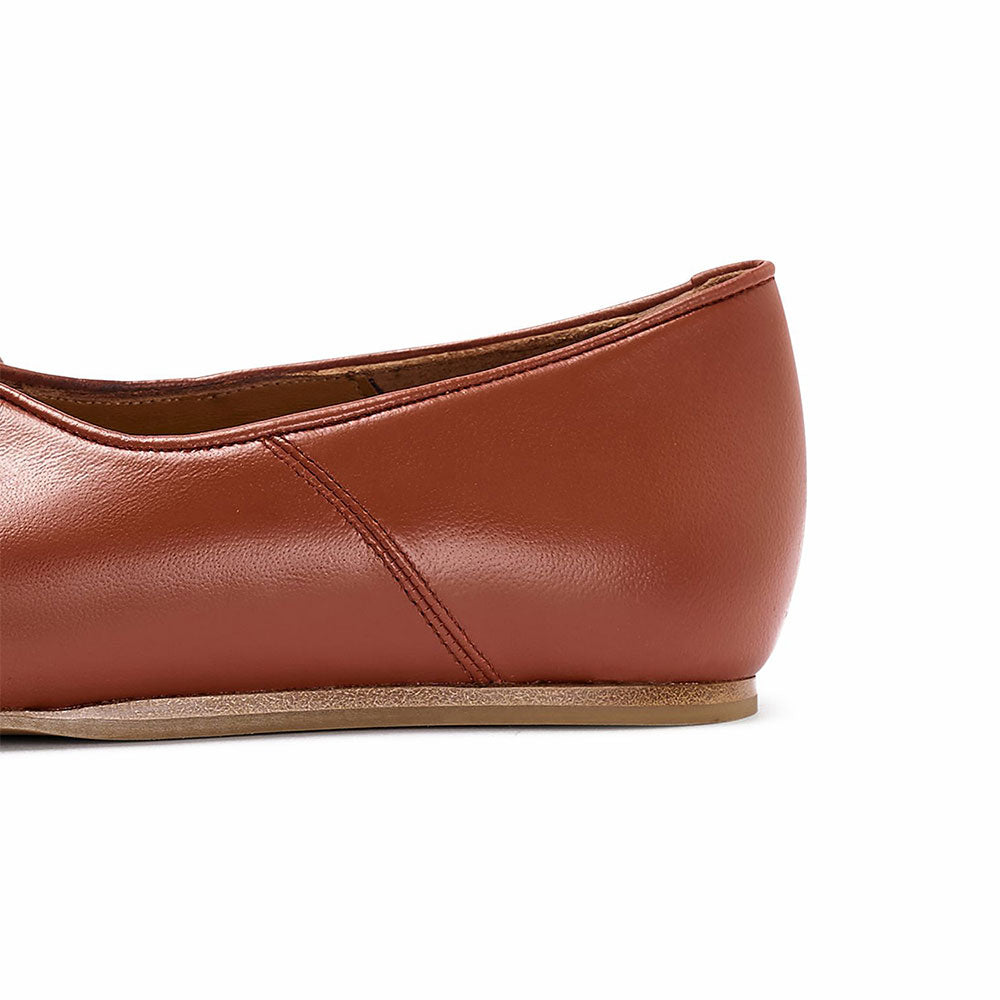 Comfortable Brown Woven Detail Round Toe Tie-Up Ballet Flats