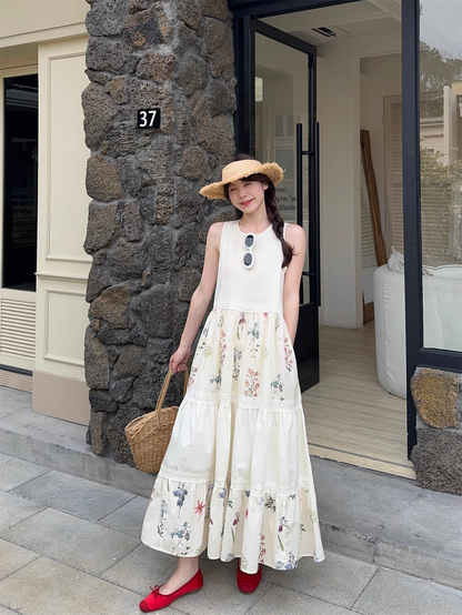 New Fashion Floral Design Beach Holiday A-line Sleeveless Vintage Dress TP3318