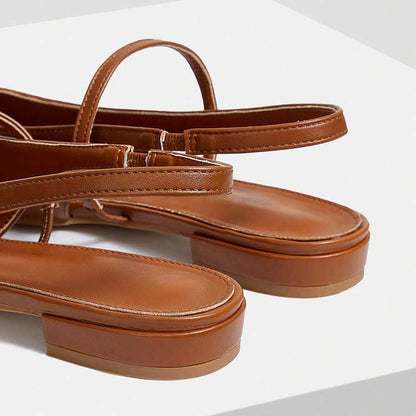 Chic Closed Pointed Toe Strappy Women's Slingback Flats in Brown