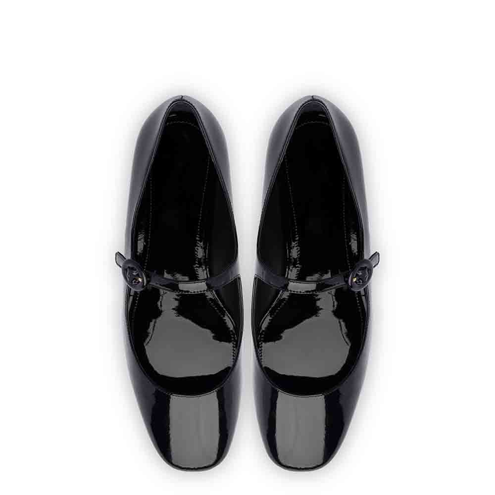 Black Vegan Patent Leather Square Toe Mary Jane Flats for Women