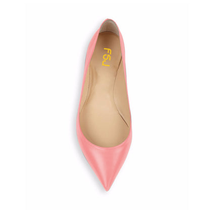 Women's Peach Pink Pointed Toe Comfortable Flats