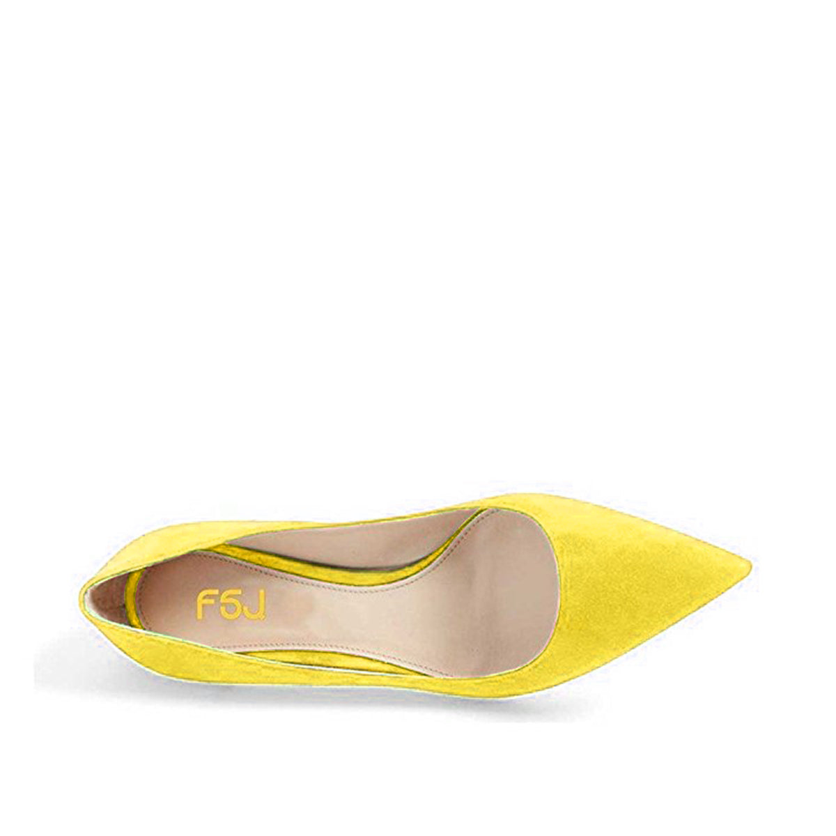 Yellow Vegan Suede Pointed Toe Kitten Heel Pumps for Women