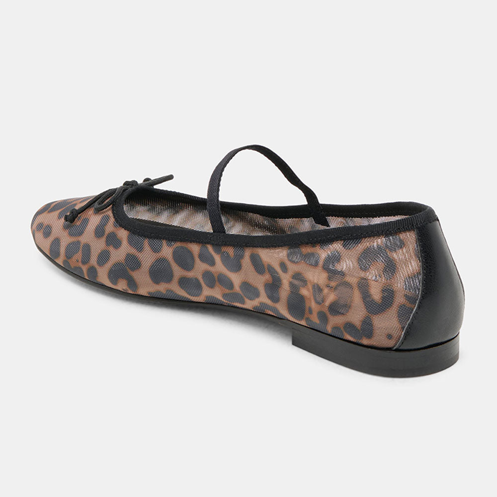 FSJ Casual Leopard Print Round Toe Mesh Flats with Bow Accent