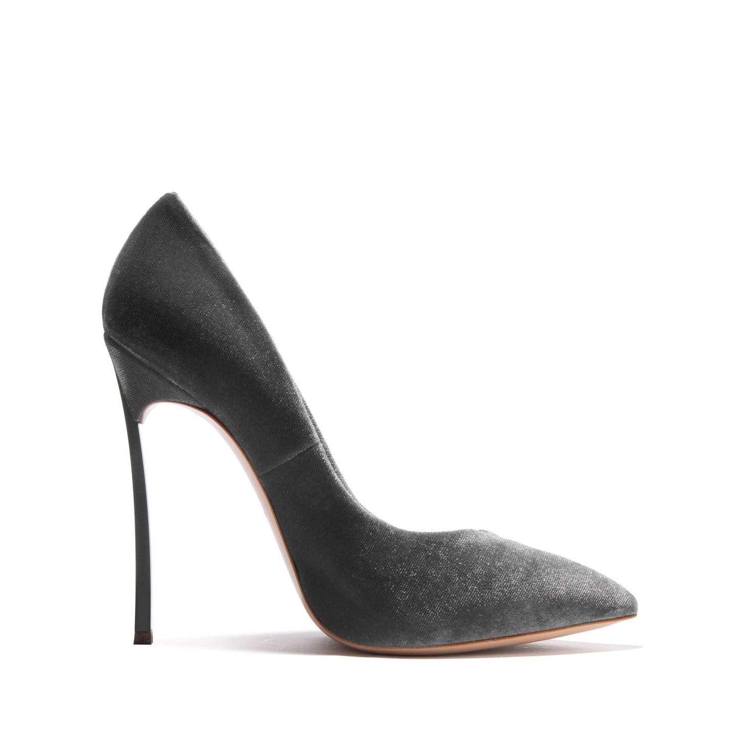 Women's Grey Velvet Heels Pointy Toe Stiletto Pumps Shoes