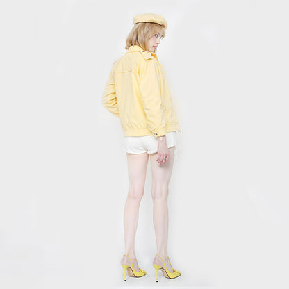 Yellow Stiletto Heels Slingback Pumps with Oversized Square Buckle