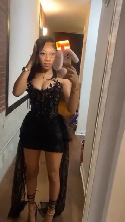 Enchanting Black Glittering Sequin Sheath Short Cocktail Dresses Party Dress Homecoming Dress TP4395