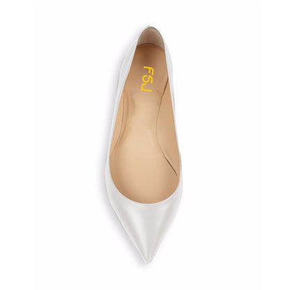 Women's Off-White Pointed Toe Comfortable Flats