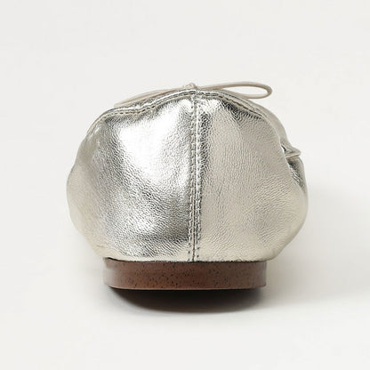 Champagne Metallic Shoes Elastic Top Line Round Toe Bow Ballet Flats