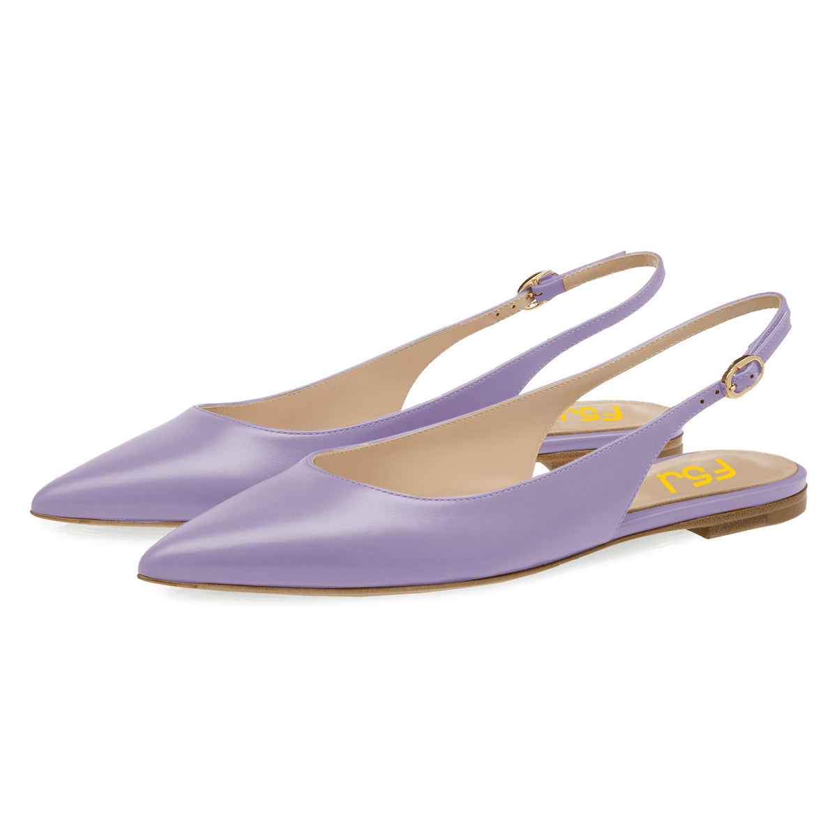 Elegant Lavender Closed Pointed Toe Flats Buckled Slingback Shoes
