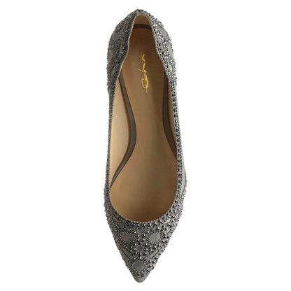 Elegant Mesh Slip-on Low Heels Pointed Toe Rhinestone Ballet Flats