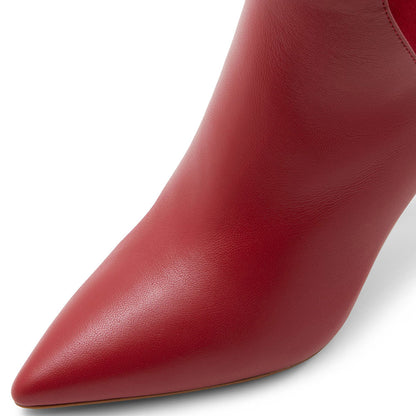 Maroon & Red Pointy Toe Stiletto Heel Knee High Boots with Zipper