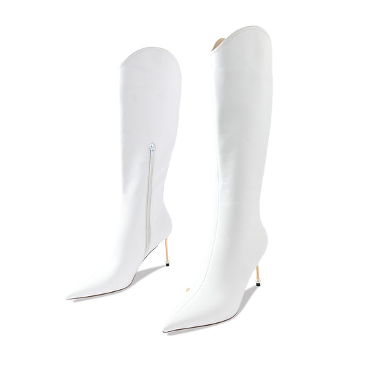White Simple Boots Fashion Autumn And Winter Knee High Boots