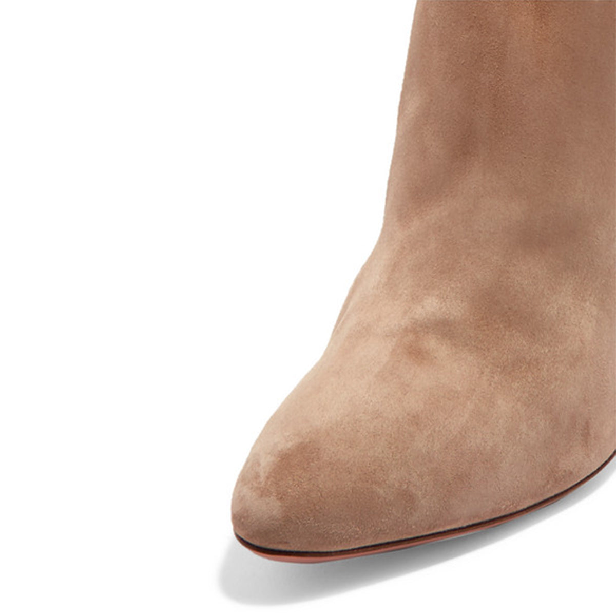 Khaki Vegan Suede Stiletto Heel Knee High Boots