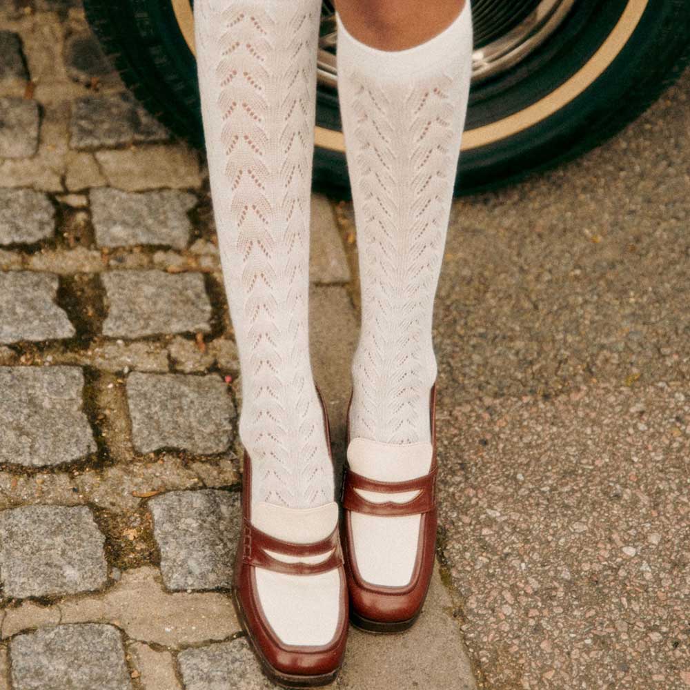 Brown & White Vegan Leather Square Toe Chunky Heel Platform Loafers