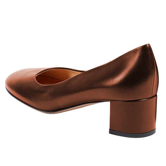 voyabags Brown Dress Shoes Round Toe Vegan Leather Pumps Heels