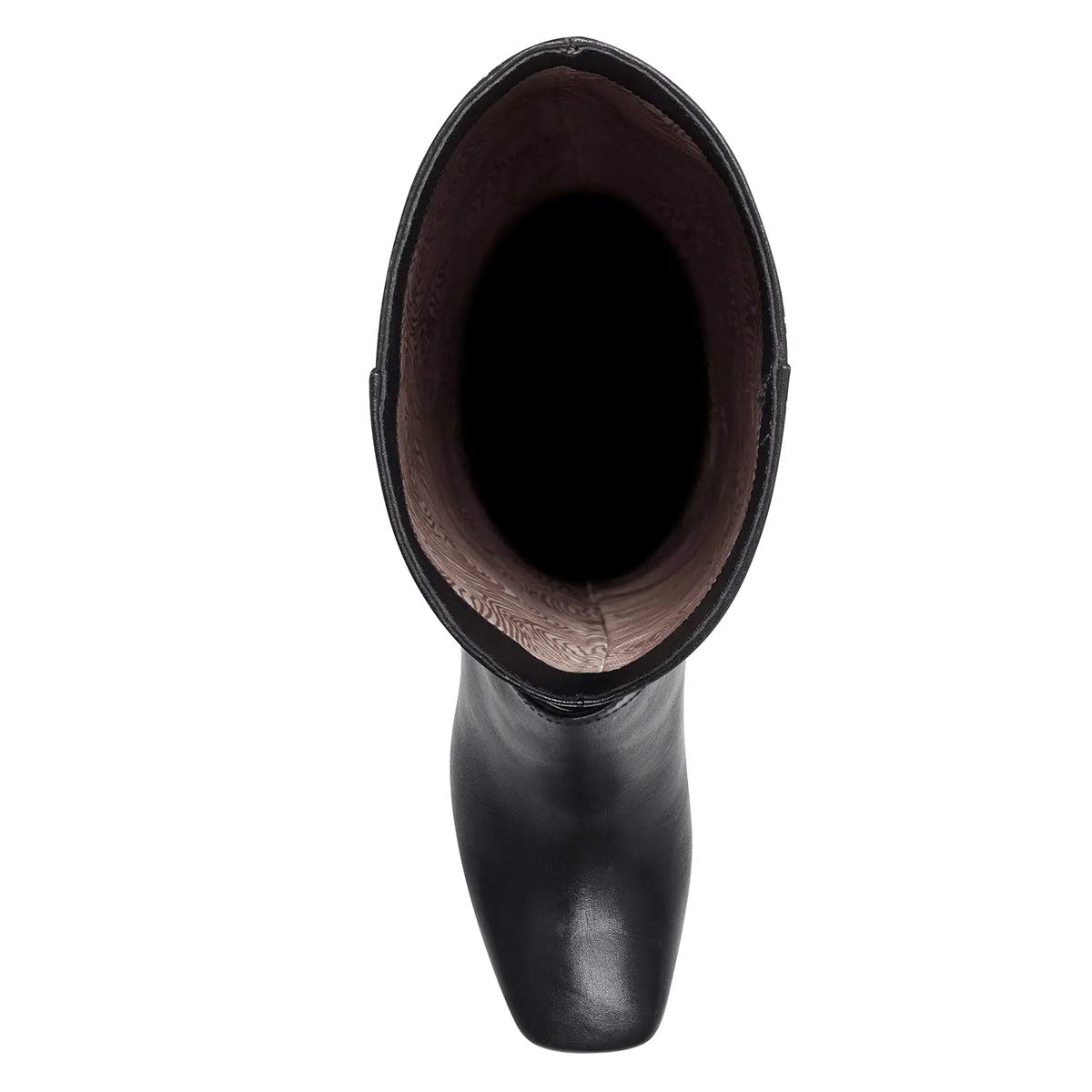 Black Square Toe 3'' Block Heel Knee High Boots with Buckles