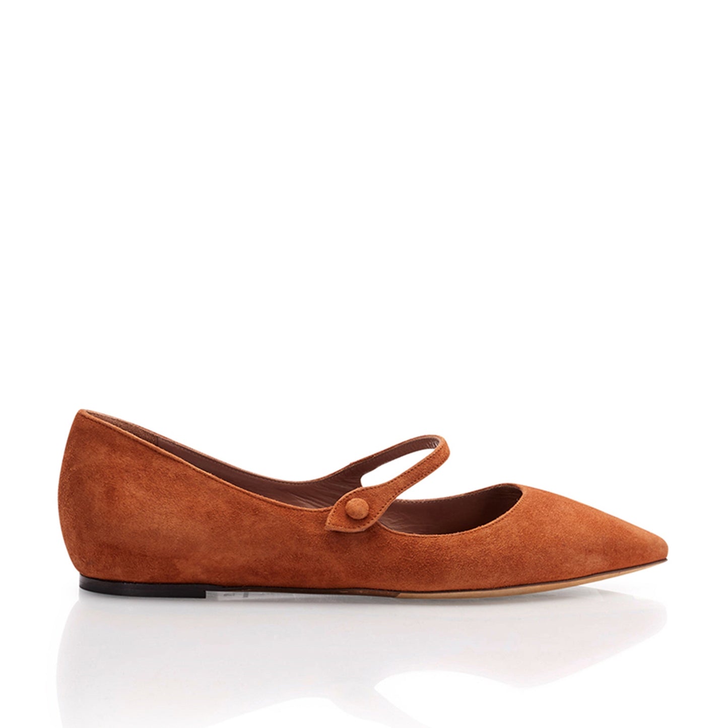 Vintage Tan Vegan Suede Pointed Toe Mary Jane Flats