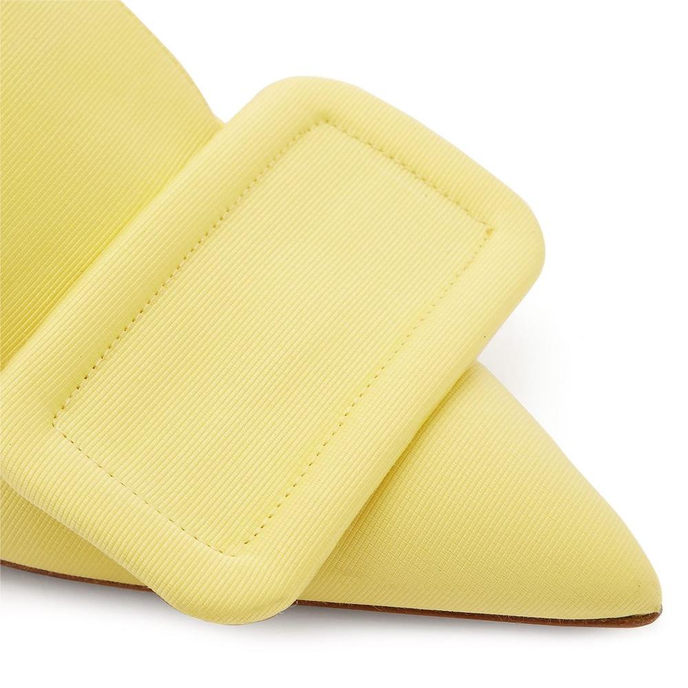 Yellow Stiletto Heels Slingback Pumps with Oversized Square Buckle