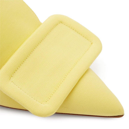 Yellow Stiletto Heels Slingback Pumps with Oversized Square Buckle
