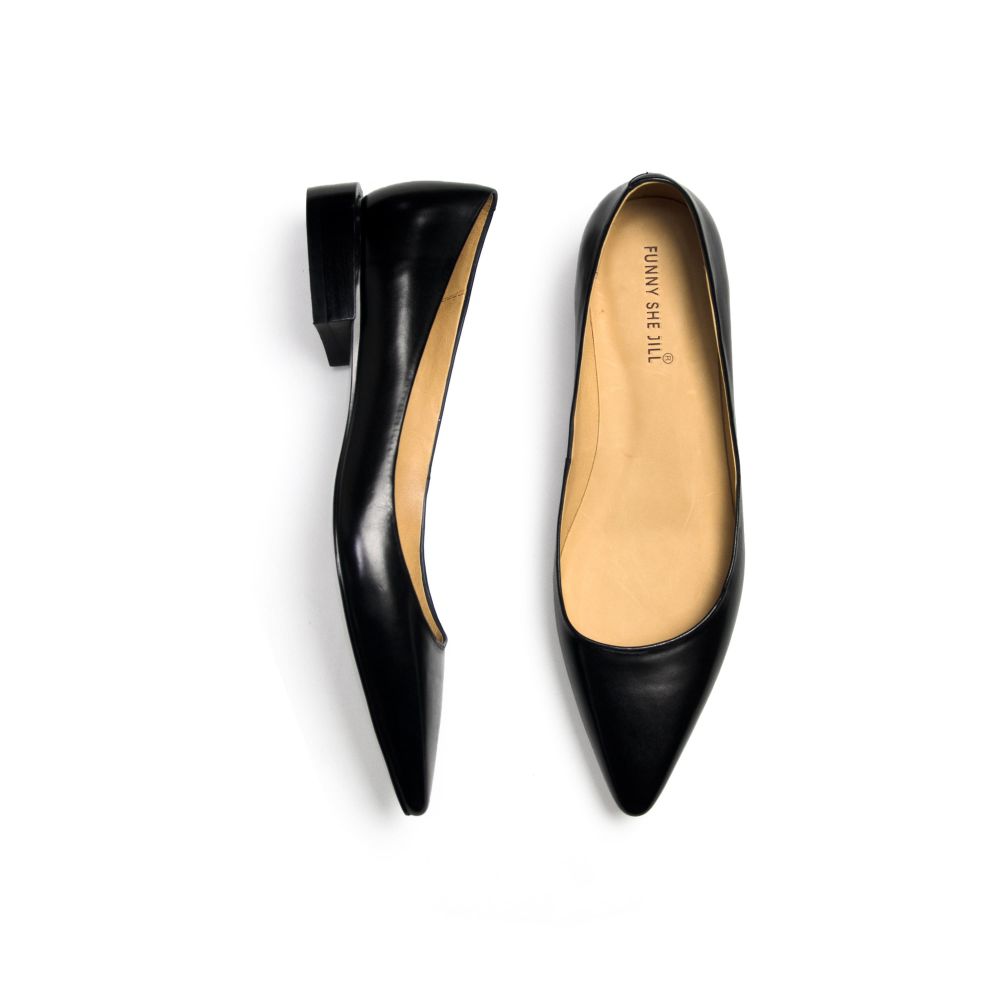 Women's Genuine Leather Commuting Pointed Toe Low Heel Pumps Shoes