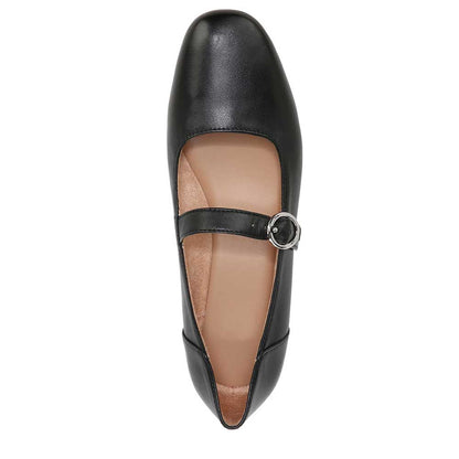Black Vegan Leather Round Toe Slip-On Buckled Mary Jane Flats
