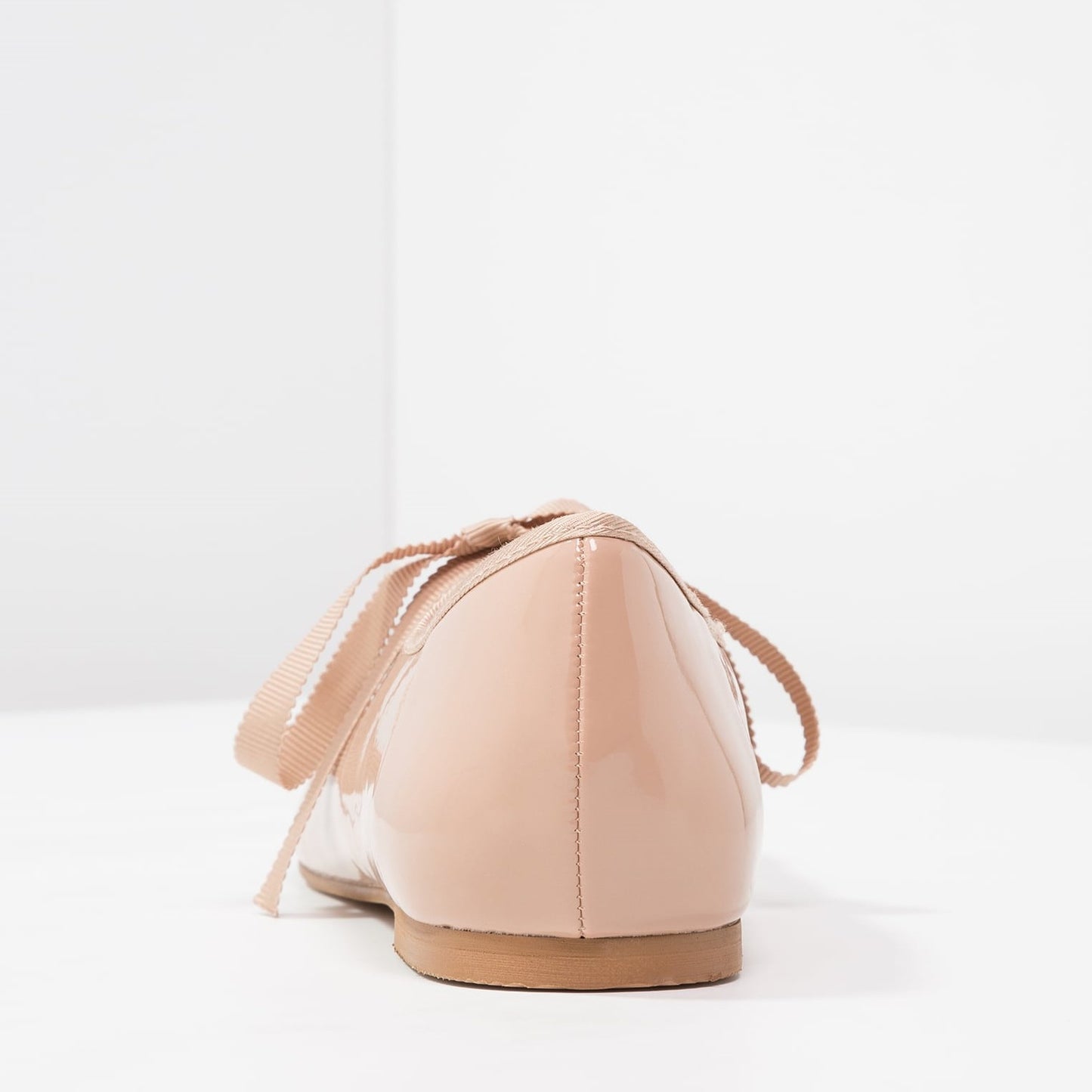 Blush Patent Leather Flats Women's Round Toe Lace Up Vintage Shoes