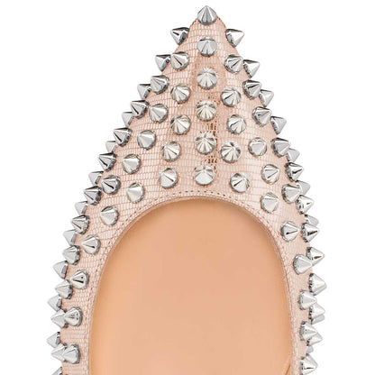 Rose Gold Lizard Embossed Women's Rivets Pointed Toe Flats