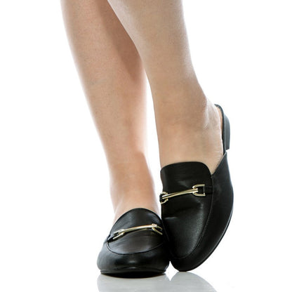Black Comfy Closed-Toe Flats Mule Loafers for Women