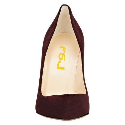 Women's Maroon Pointy Toe Stiletto Heels Pumps Office Shoes