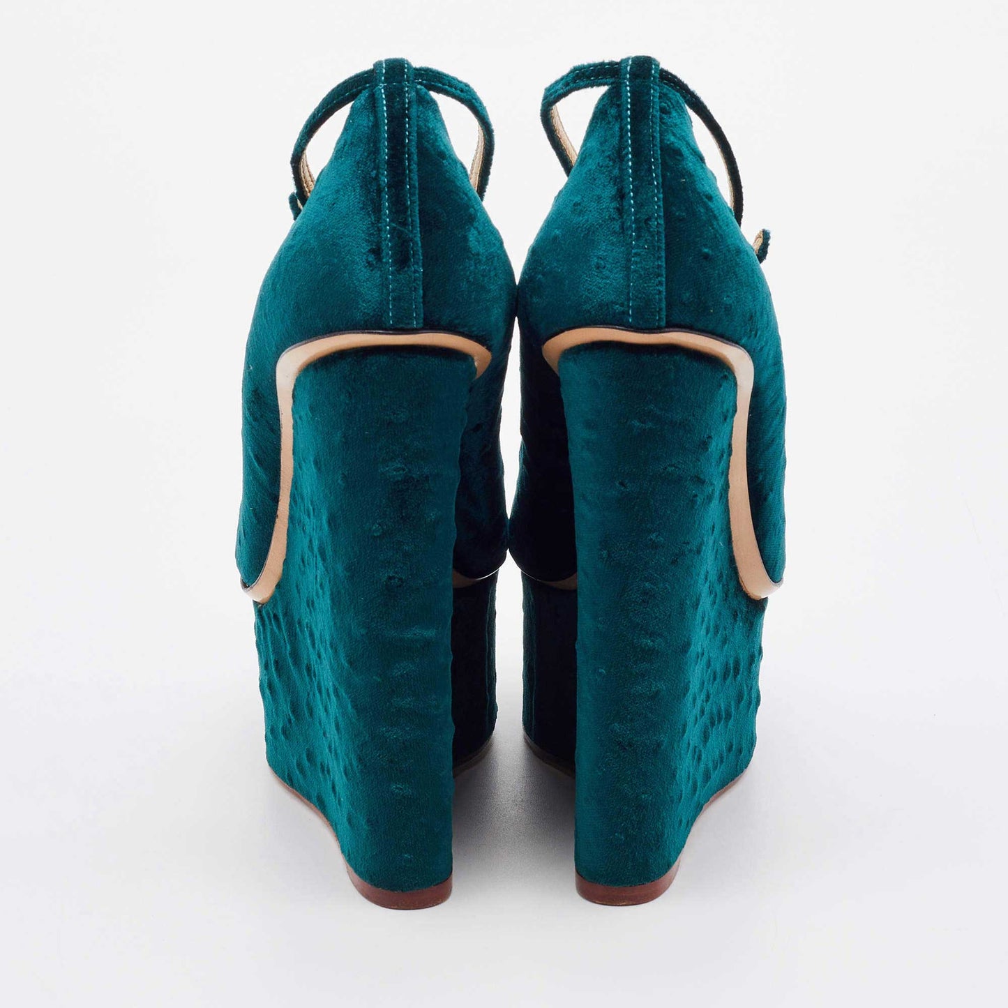 Women's Platform Wedge Heels Vintage Ankle Strap Pumps Velvet Shoes