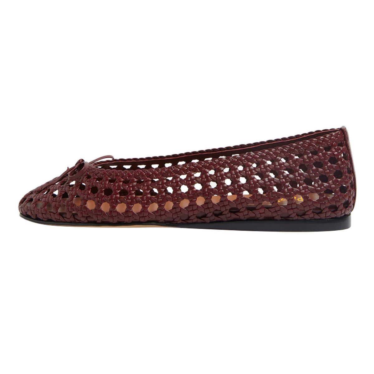 Maroon Hollow-Out Braided Casual Women Sandals Flats with Bow
