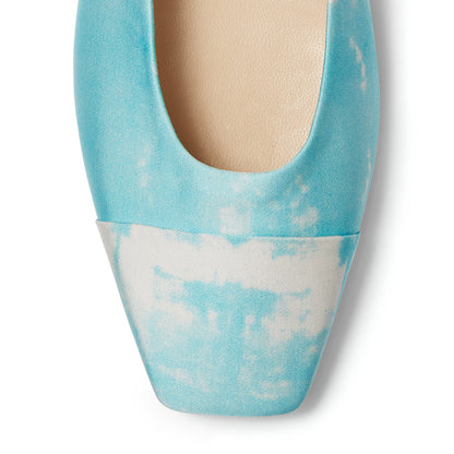 Light Blue Square Toe Comfortable Flats