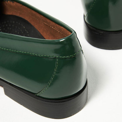 Green Round Toe Bow Detailed Slip-On Flats Women's Loafers