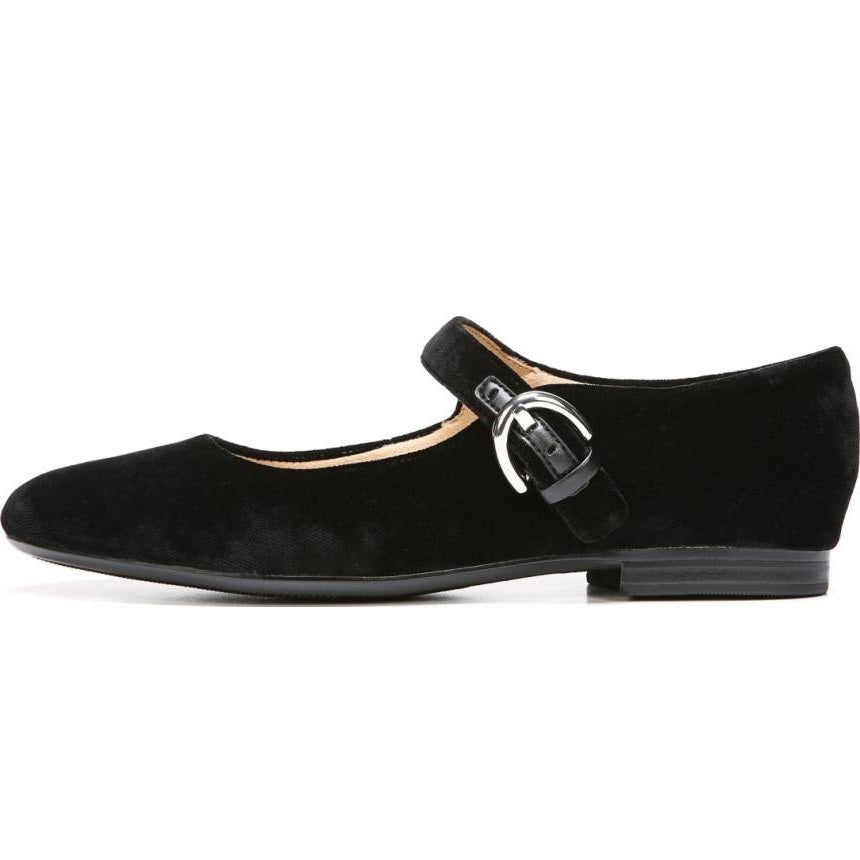 Black Vegan Suede Buckle Mary Jane Shoes Comfortable Flats
