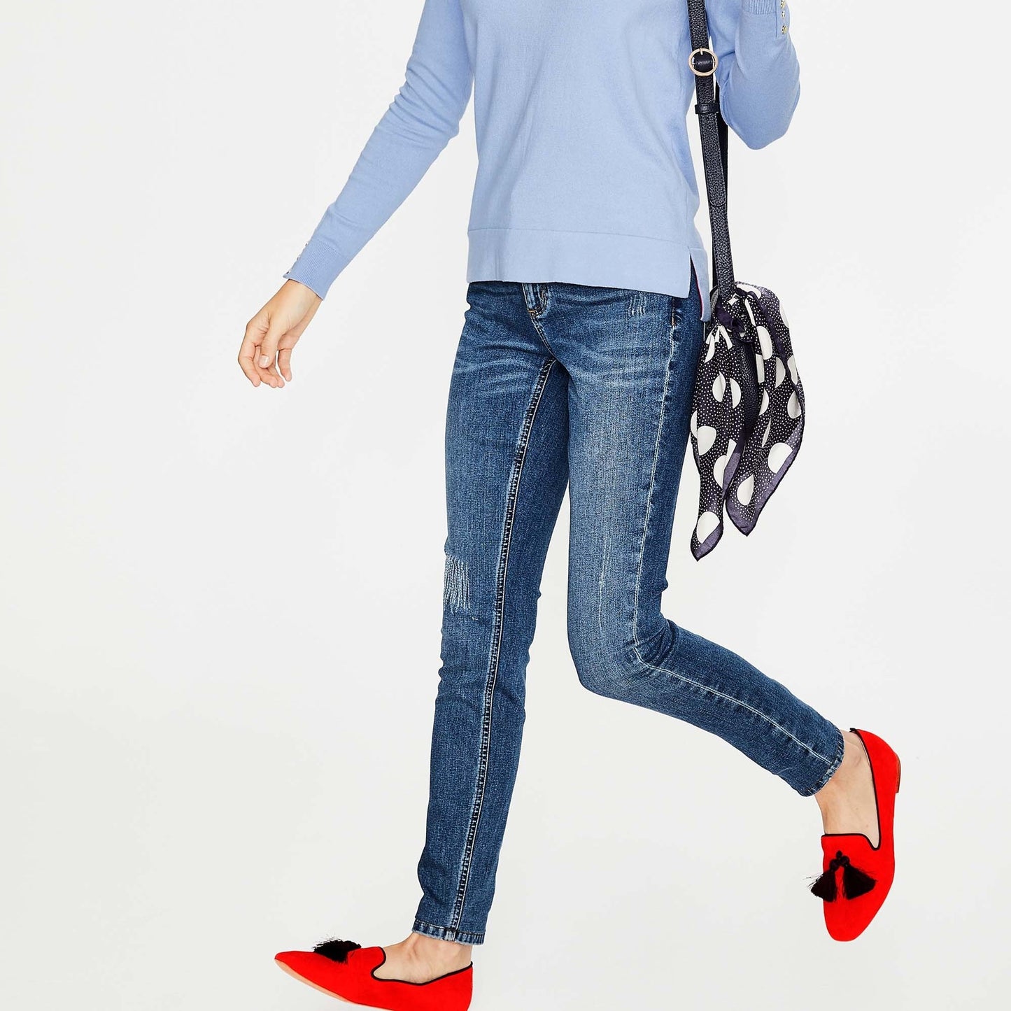 Coral Red Vegan Suede Loafers for Women Pointy Toe Flats with Fringes