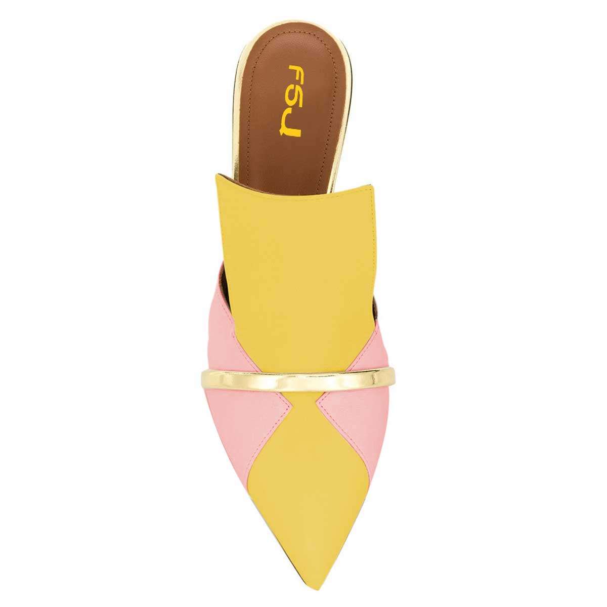 Yellow and Pink Mule Heels