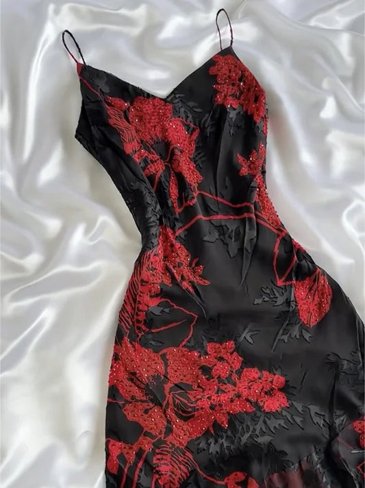 Vintage Beaded Applique Prom Dress Sheath Evening Dress Spaghetti Strap Fairy Dress TP4678