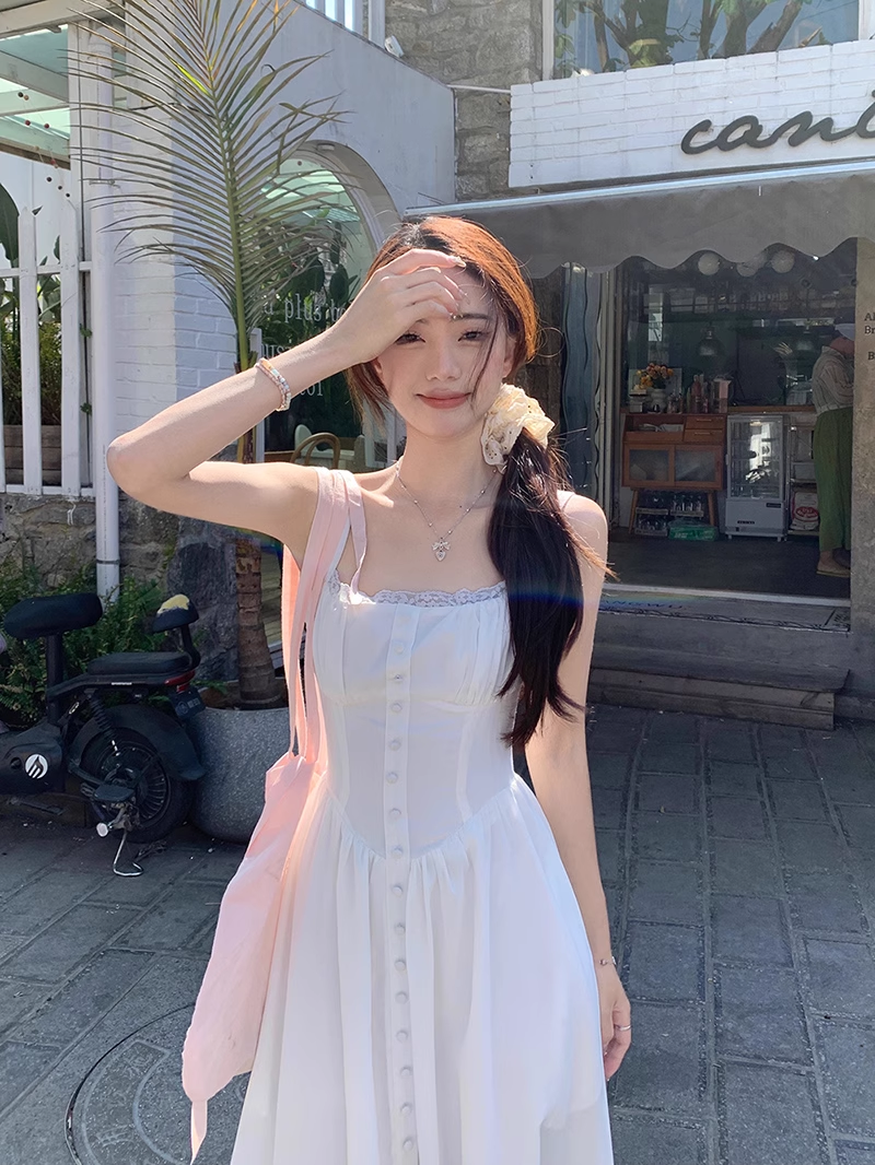 Retro Fashion Floral Design Beach Holiday A-line Spaghetti Strap Dress TP3376