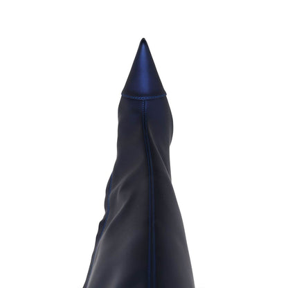 FSJ Navy Pointed Toe Stiletto Heel Knee High Boots with Zipper