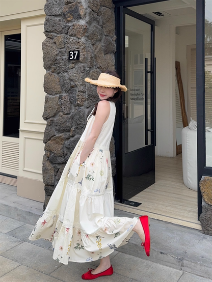 New Fashion Floral Design Beach Holiday A-line Sleeveless Vintage Dress TP3318