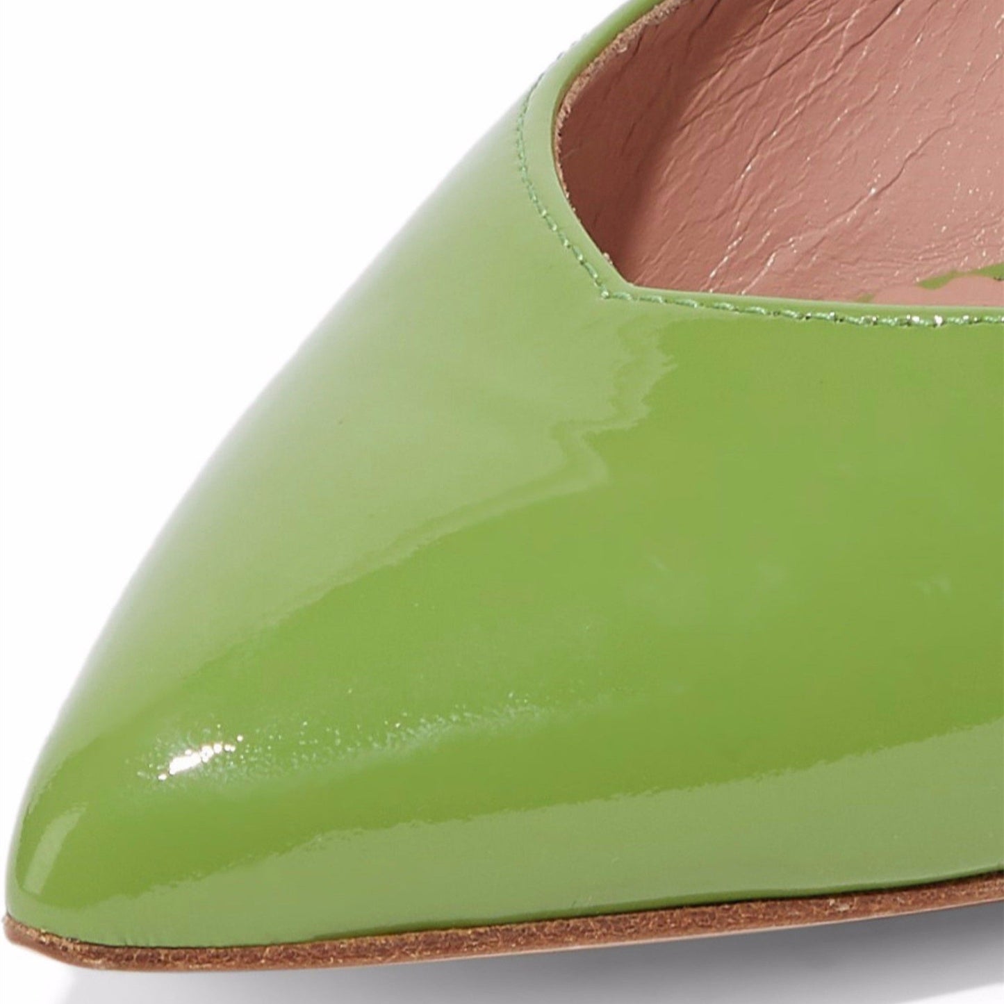 Green Patent Leather Pointy Toe Bow Comfortable Flats