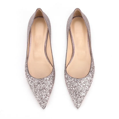 Silver Glitter Trendy Shoes Slip On Pointed Toe Flats for Women