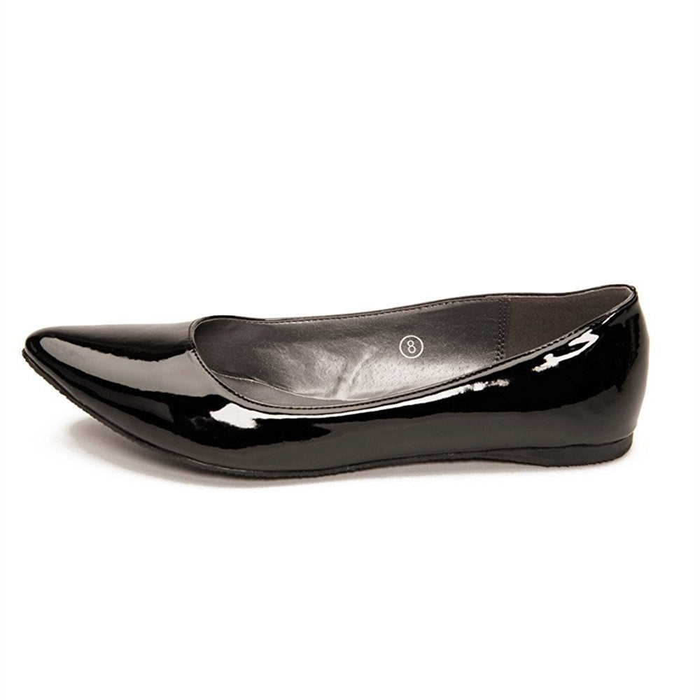 Women's Classic Black Patent Leather Dress Shoes Pointed Toe Flats