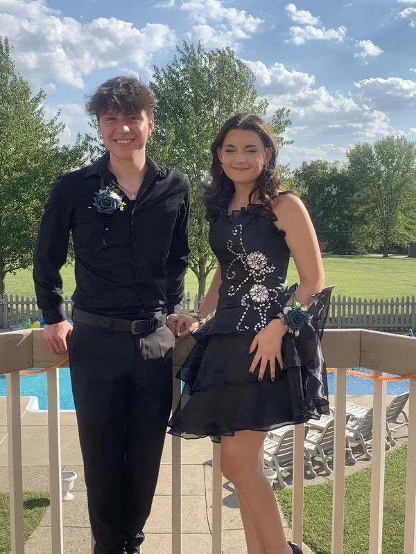 Vintage Shiny Beaded Spaghetti Strap A-Line Short Party Dress Cocktail Dress Homecoming Dress TP4456